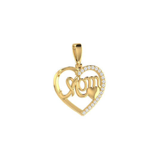 0.24Ct Diamond Double Heart Yellow Gold Mom Pendant