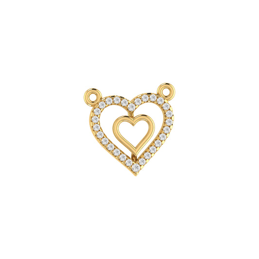 0.13Ct Round Diamond White Gold Double Heart Pendant with chain