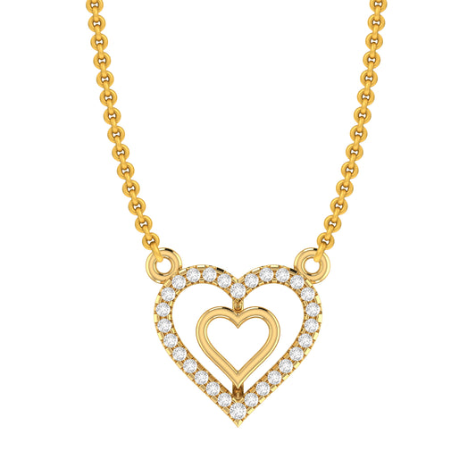 0.13Ct Round Diamond White Gold Double Heart Pendant with chain