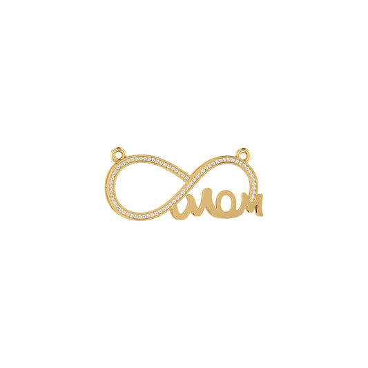 Yellow Gold Round Diamond Infinity Mom Pendant with chain