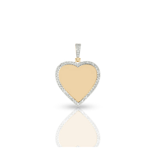 Yellow Gold Heart Pendant with Sparkling White Diamonds by Demira Jewels