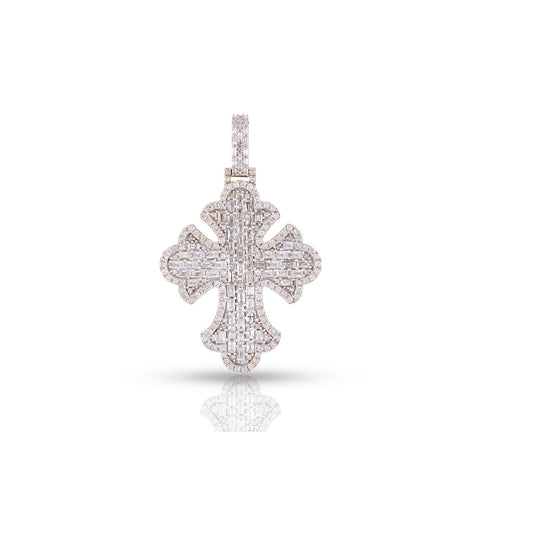 White Gold Baguette Diamond Cross Pendant by Demira Jewels