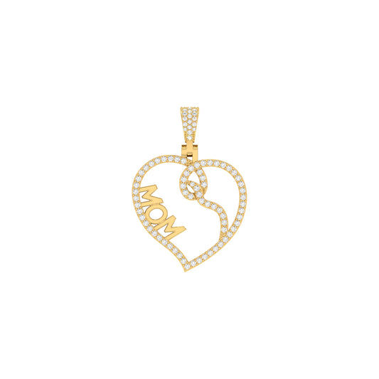 Rose Gold Round Diamond Pave Heart Pendant For Mother's Day