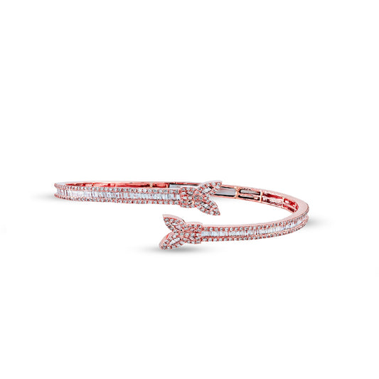Radiant Allure: 24mm Rose Gold Baguette Diamond Butterfly Bracelet by Demira Jewels