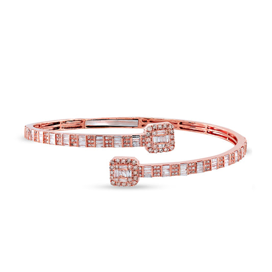 15mm Rose Gold Round and Baguette Diamond Bracelet