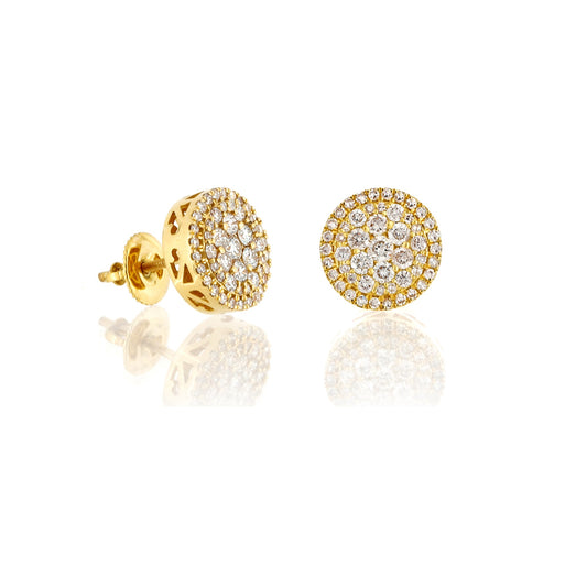 1.0ct Yellow Gold Round Diamond Earrings by Demira jewels