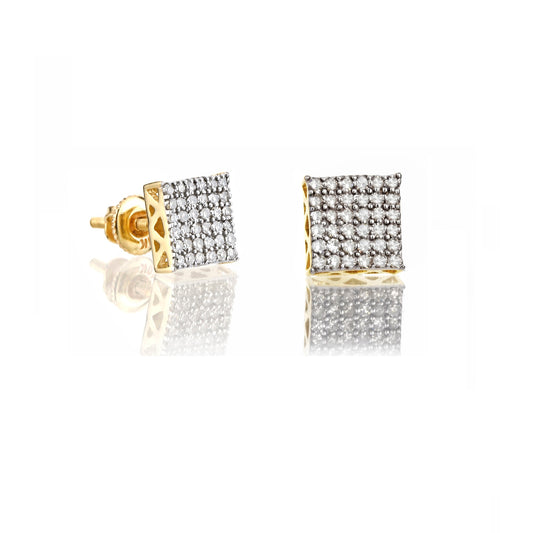 0.80ct Yellow Gold  Diamond Square Earrings by Demira Jewels