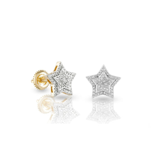 0.20ct Yellow Gold White Diamond Star Earring by Demira Jewels - Shine like a Star