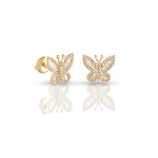 Ethereal Beauty: Yellow Gold Butterfly Earrings with 0.50ct Diamonds by Demira Jewels