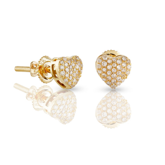 Golden Reverie: 0.15ct Heart-Shaped Yellow Gold Earrings by Demira Jewels
