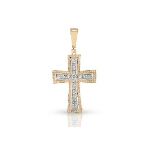Yellow Gold White Diamond Cross Pendant