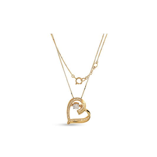 Yellow Gold White Diamond Heart Pendant by Demira Jewels