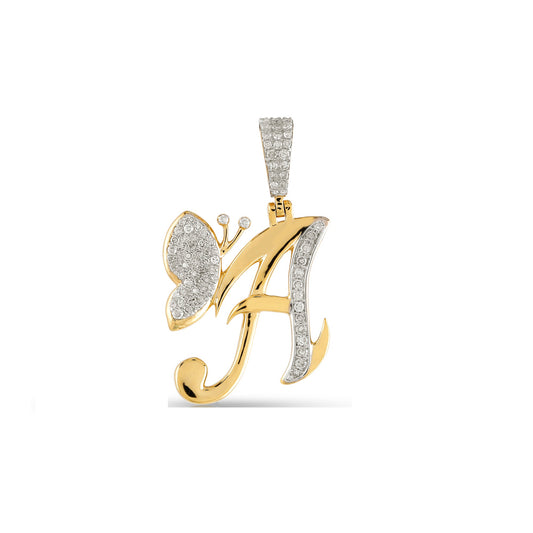 Personalized Butterfly Initial Pendant in Yellow Gold by Demira Jewels