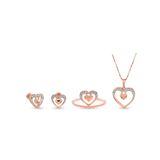 Eternal Elegance: Rose Gold White Diamond Heart Pendant Set with Chain by Demira Jewels
