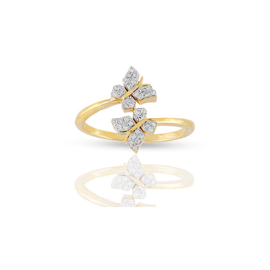16mm Yellow Gold Butterfly Ring by Demira Jewels