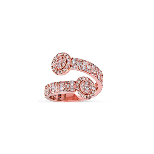 16mm Rose Gold Baguette and Round Diamobd Ring