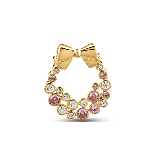 Yellow Gold Diamond Christmas Wreath Pendant