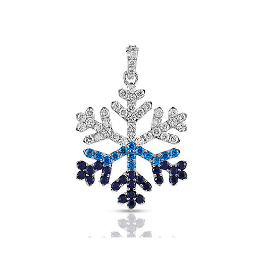 White Gold Round Diamond Snowflake Pendant
