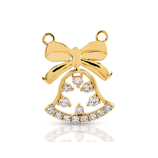 Yellow Gold Diamond Christmas Bell Pendant
