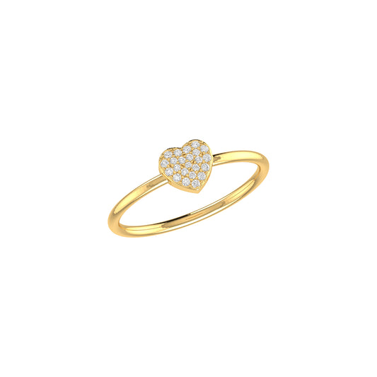 0.10Ct Round Diamond Yellow Gold Heart Ring For Women's
