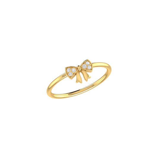 Rose Gold Round Diamond Bow Ring by Demira Jewels