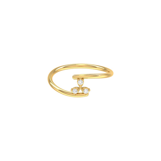 Yellow Gold Three Stone Diamond Ring For Women's