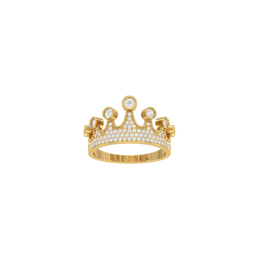 Yellow Gold Round Diamond Crown Ring