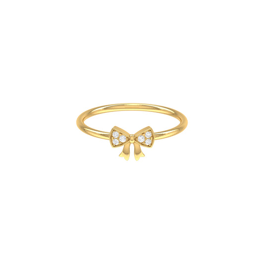Rose Gold Round Diamond Bow Ring by Demira Jewels