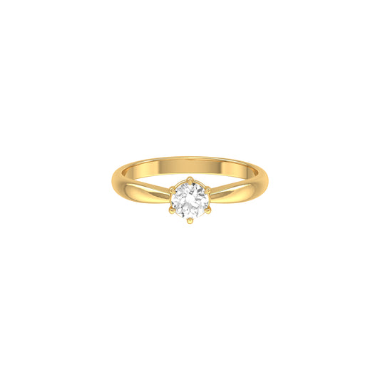 Yellow Gold Round Diamond Solitaire Ring For Engagement