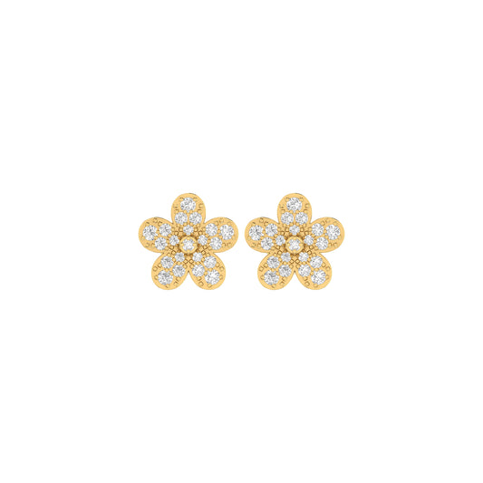 0.20Ct Round Diamond Rose Gold Flower Stud Earrings