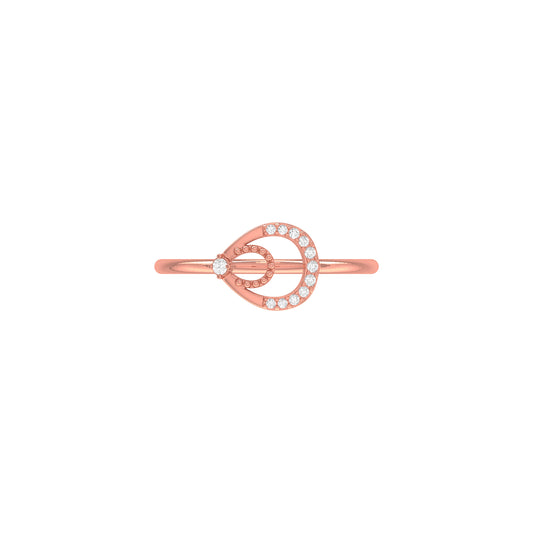 0.065Ct Round Diamond Rose Gold Band Ring For Women's