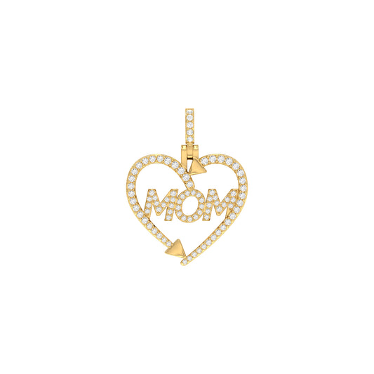 0.24Ct Round Diamond Mother's Day Yellow Gold Heart Pendant