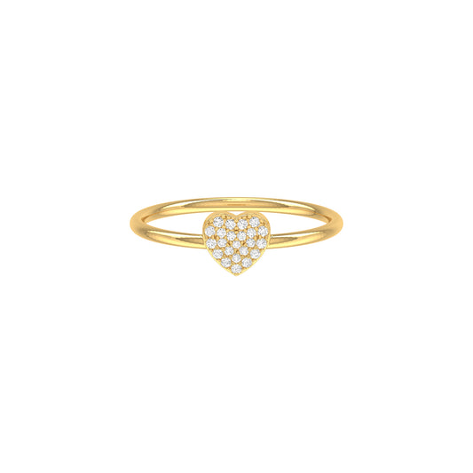 0.10Ct Round Diamond Yellow Gold Heart Ring For Women's