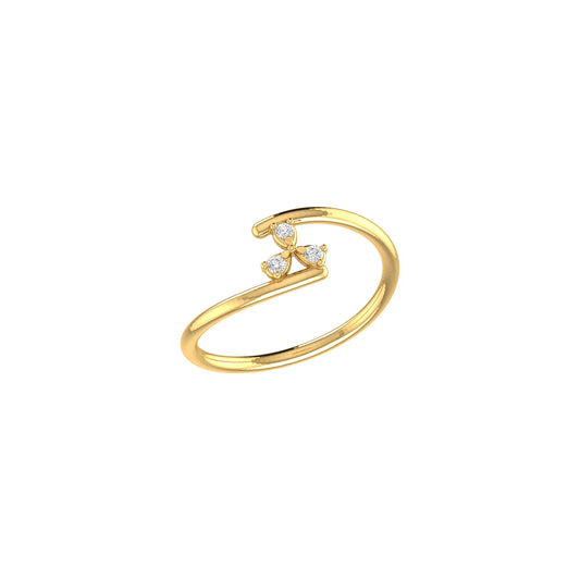Yellow Gold Three Stone Diamond Ring For Women's