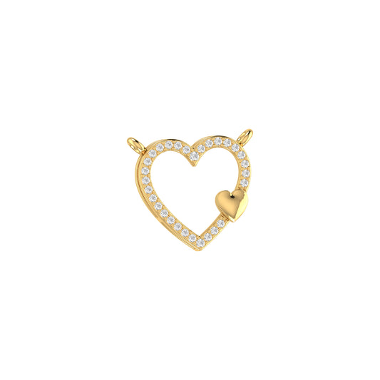 0.10Ct Diamond Yellow Gold Double Heart Pendant For Women with chain