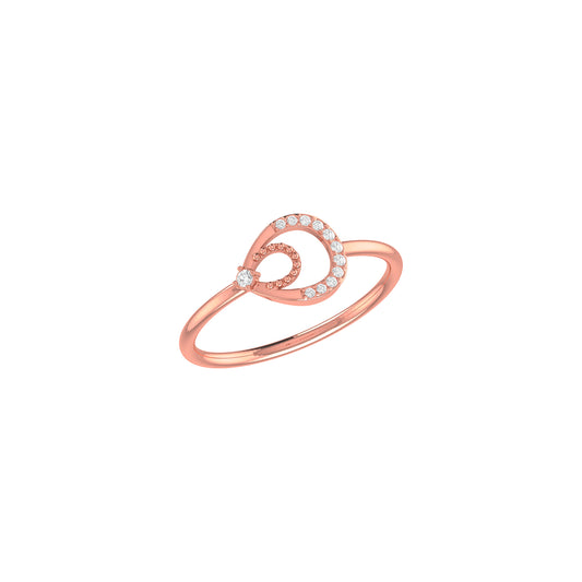 0.065Ct Round Diamond Rose Gold Band Ring For Women's