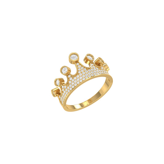Yellow Gold Round Diamond Crown Ring