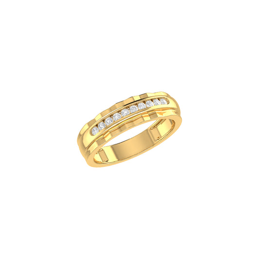 0.25Ct Round Diamond Yellow Gold Band Ring