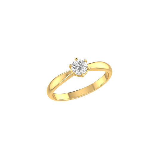 Yellow Gold Round Diamond Solitaire Ring For Engagement