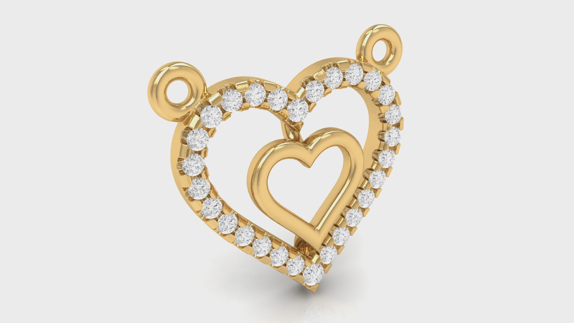 0.13Ct Round Diamond White Gold Double Heart Pendant with chain