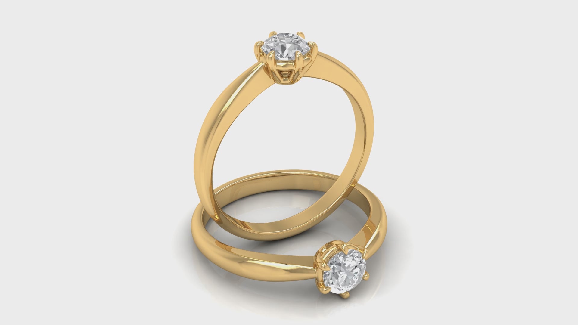 Yellow Gold Round Diamond Solitaire Ring For Engagement