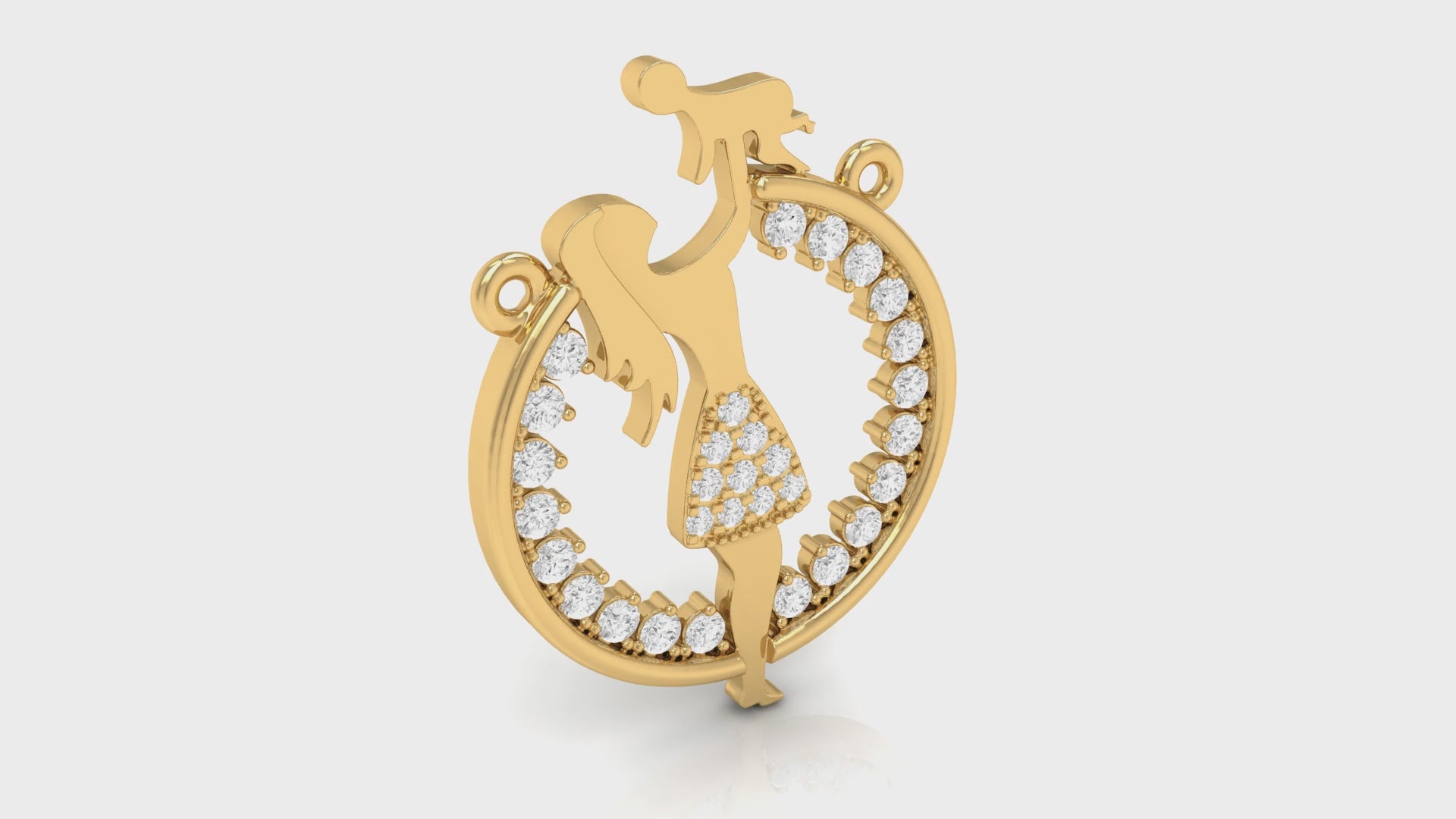 Yellow Gold Round Diamond Mother's Day Pendant with chain