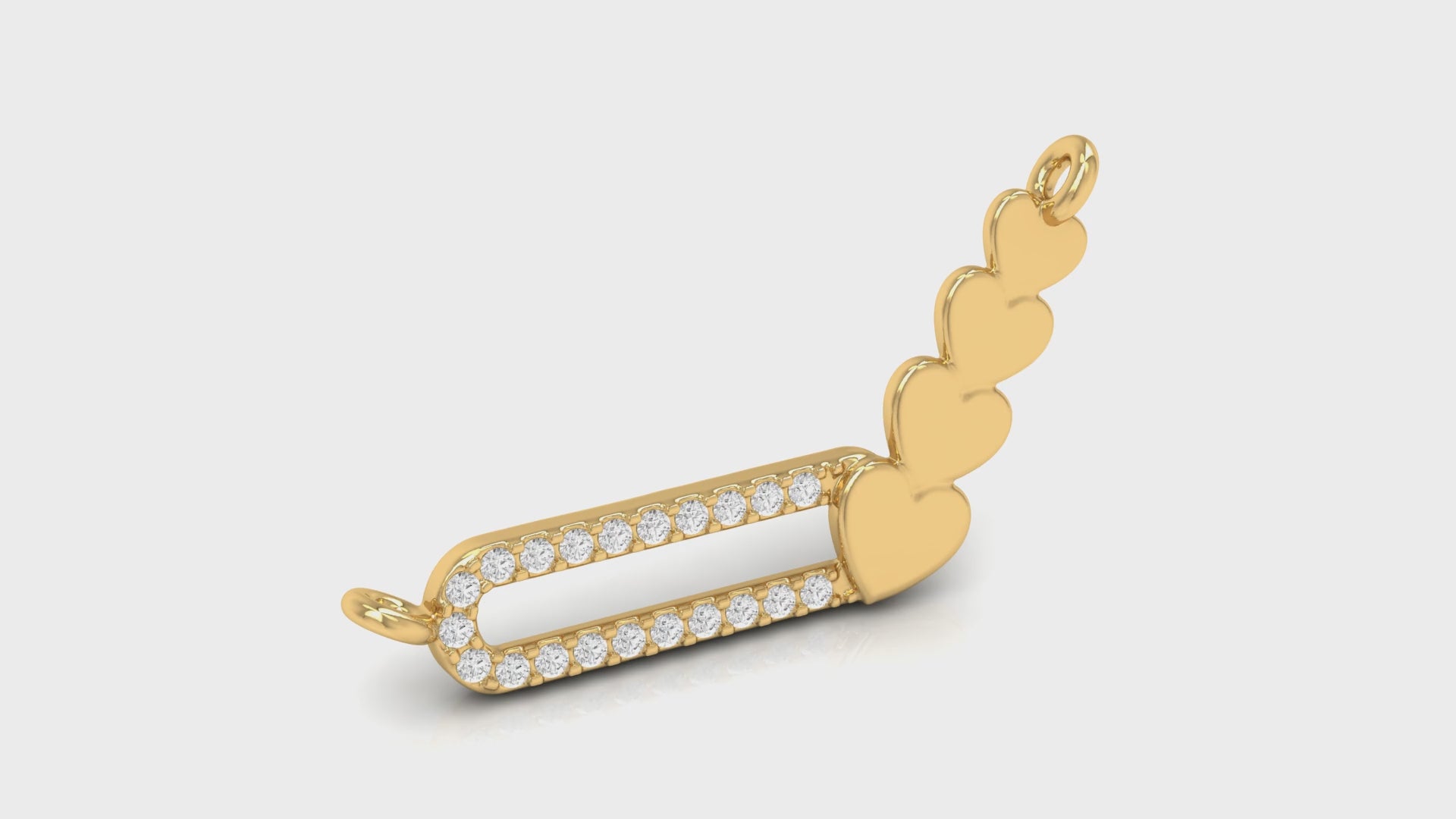 Yellow Gold Round Diamond Multi Heart Pendant For Women With Chain