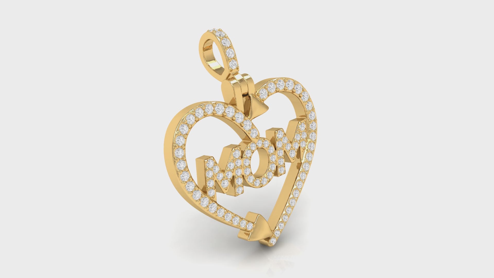 0.24Ct Round Diamond Mother's Day Yellow Gold Heart Pendant