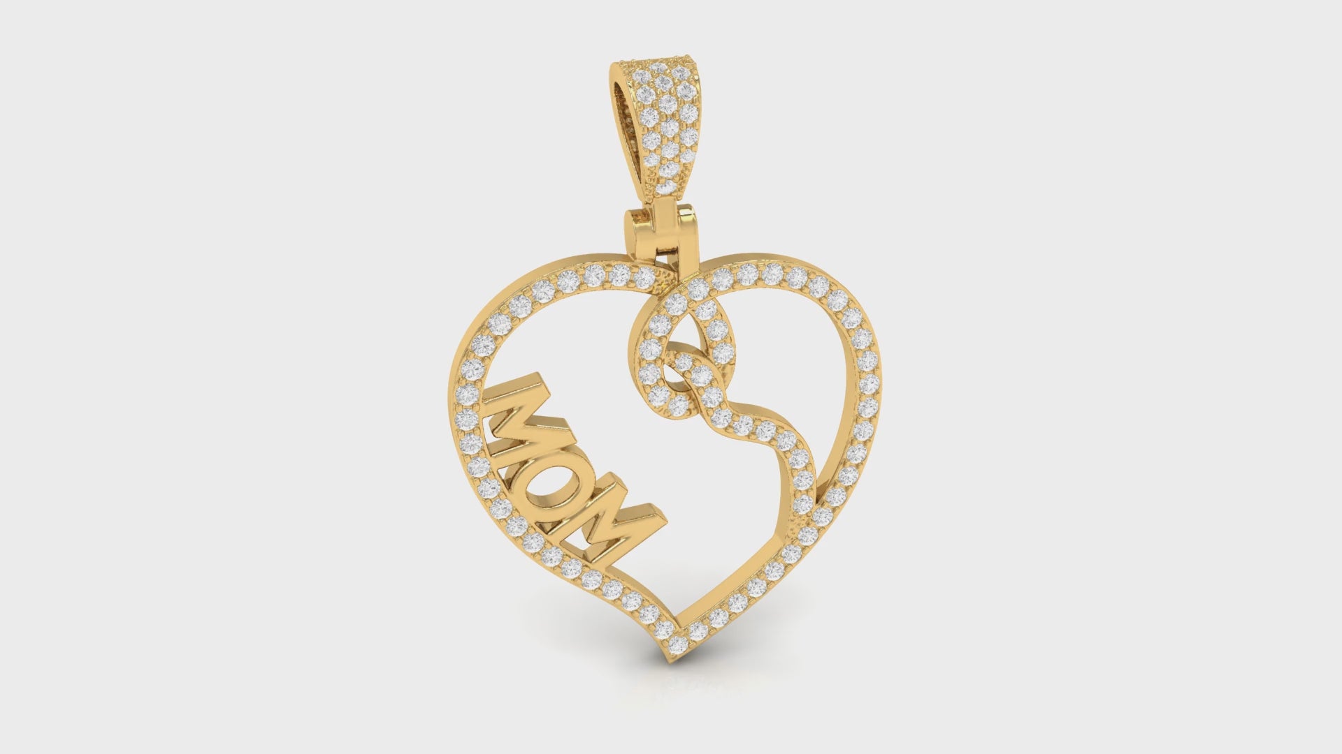 Rose Gold Round Diamond Pave Heart Pendant For Mother's Day