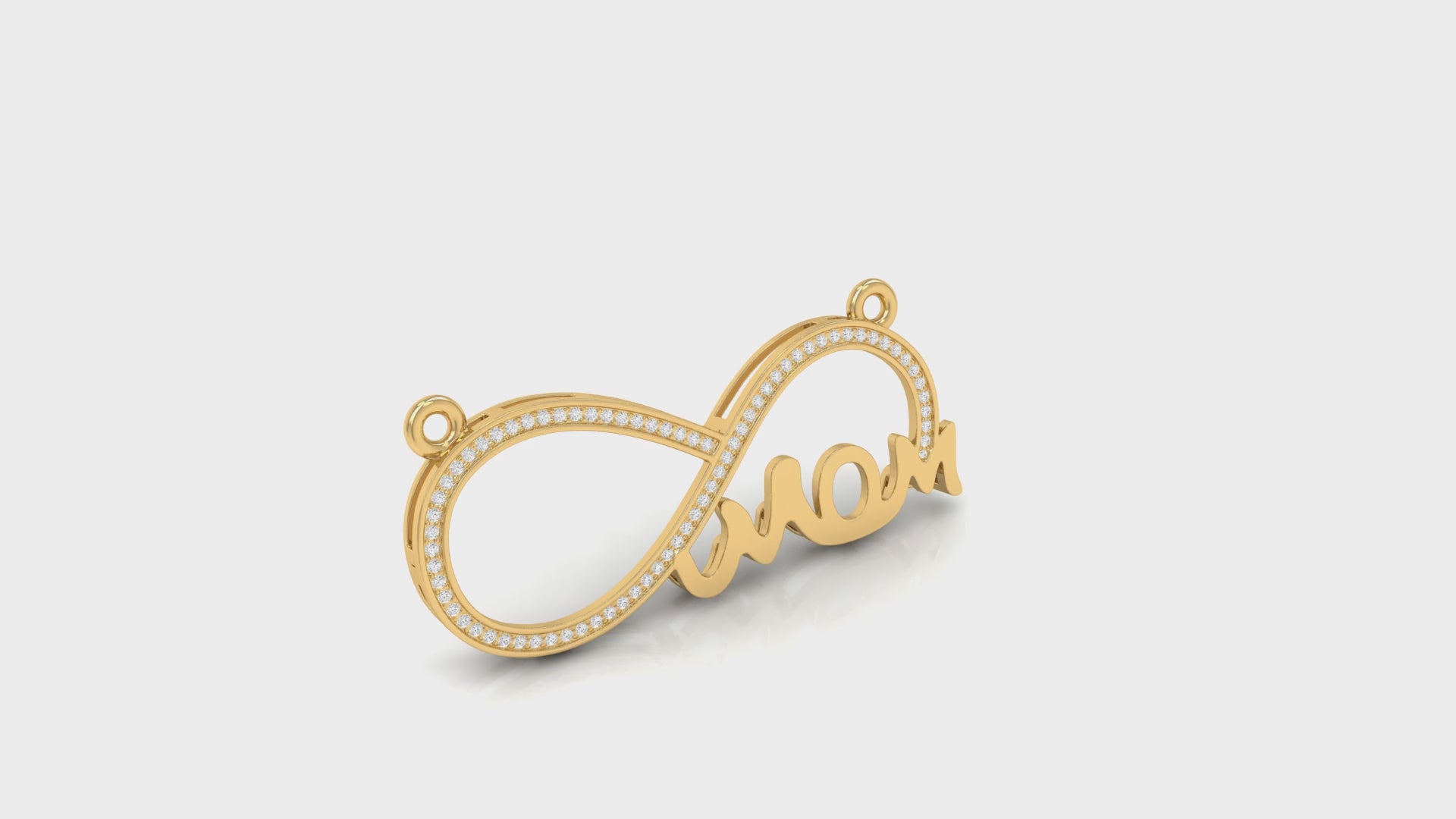 Yellow Gold Round Diamond Infinity Mom Pendant with chain
