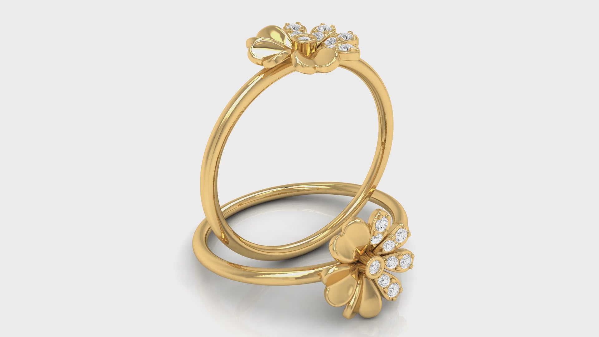 0.07Ct Round Diamond Yellow Gold Flower Ring