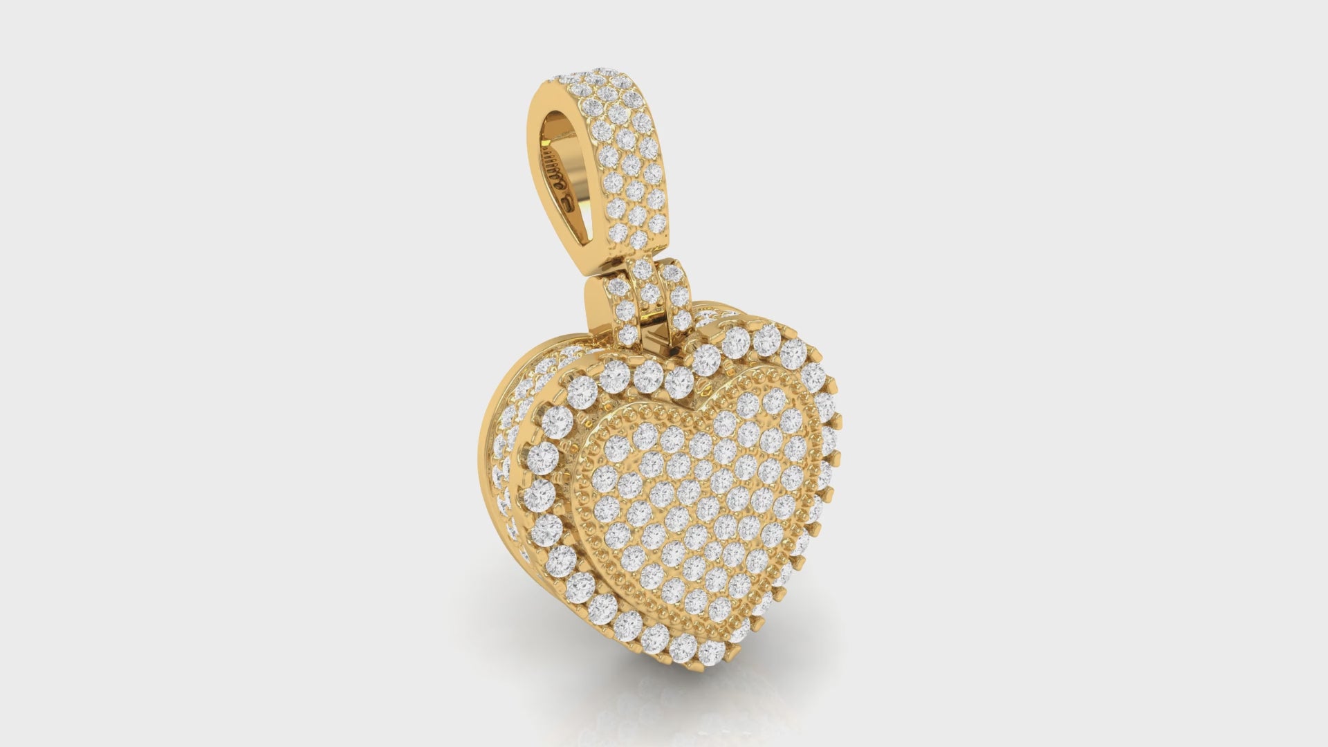 14K Yellow Gold Round Diamond Heart Pendant