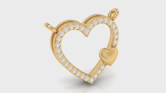 0.10Ct Diamond Yellow Gold Double Heart Pendant For Women with chain