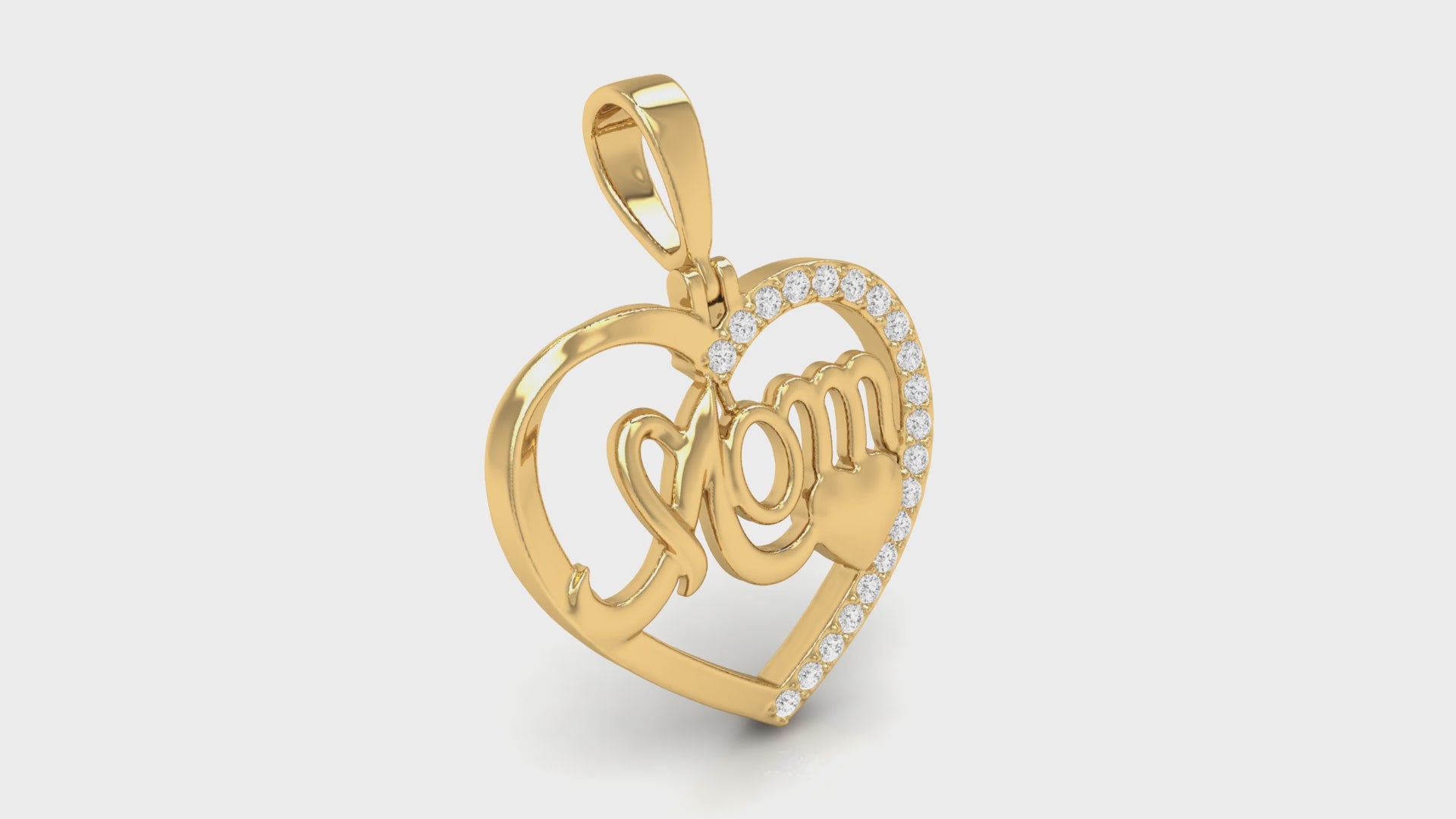 0.24Ct Diamond Double Heart Yellow Gold Mom Pendant